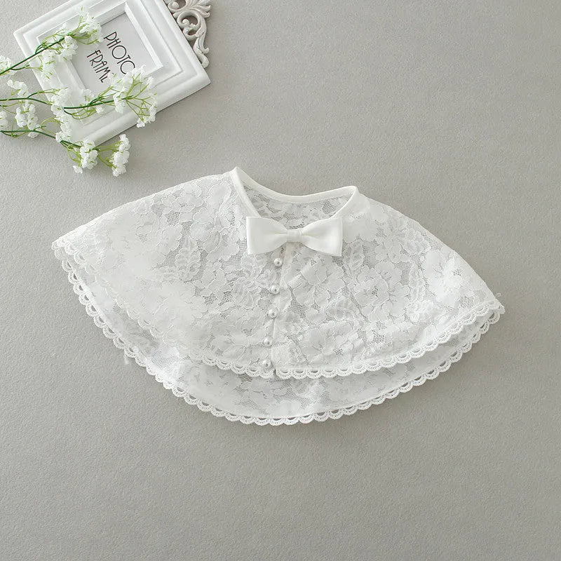 Baby girl fluffy dress two-piece set in beige with soft fabric, displayed on child-sized mannequin