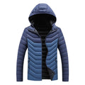 Men's hooded padded winter jacket in imitation down, slim fit, cotton, available in five colours and sizes L to 4XL