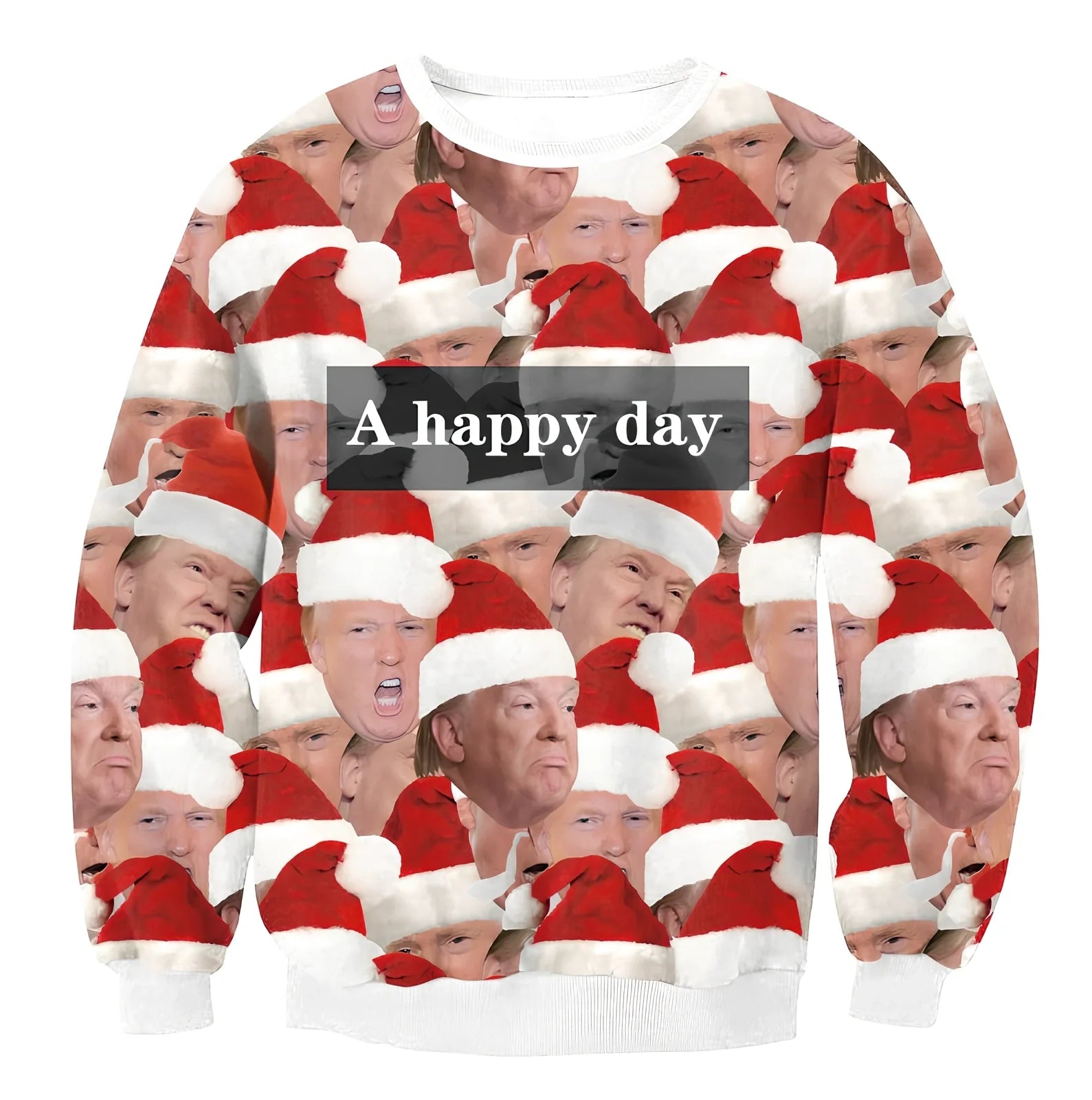 Cartoon Vacation Santa Elf pullover in cotton, full sleeves 60-70cm, O-neck for women and men, casual winter top sizes S-XL