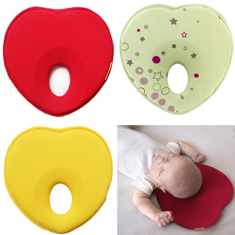 Newborn anti-roll pillow in love shape, prevents flat head syndrome, 21*19*3cm