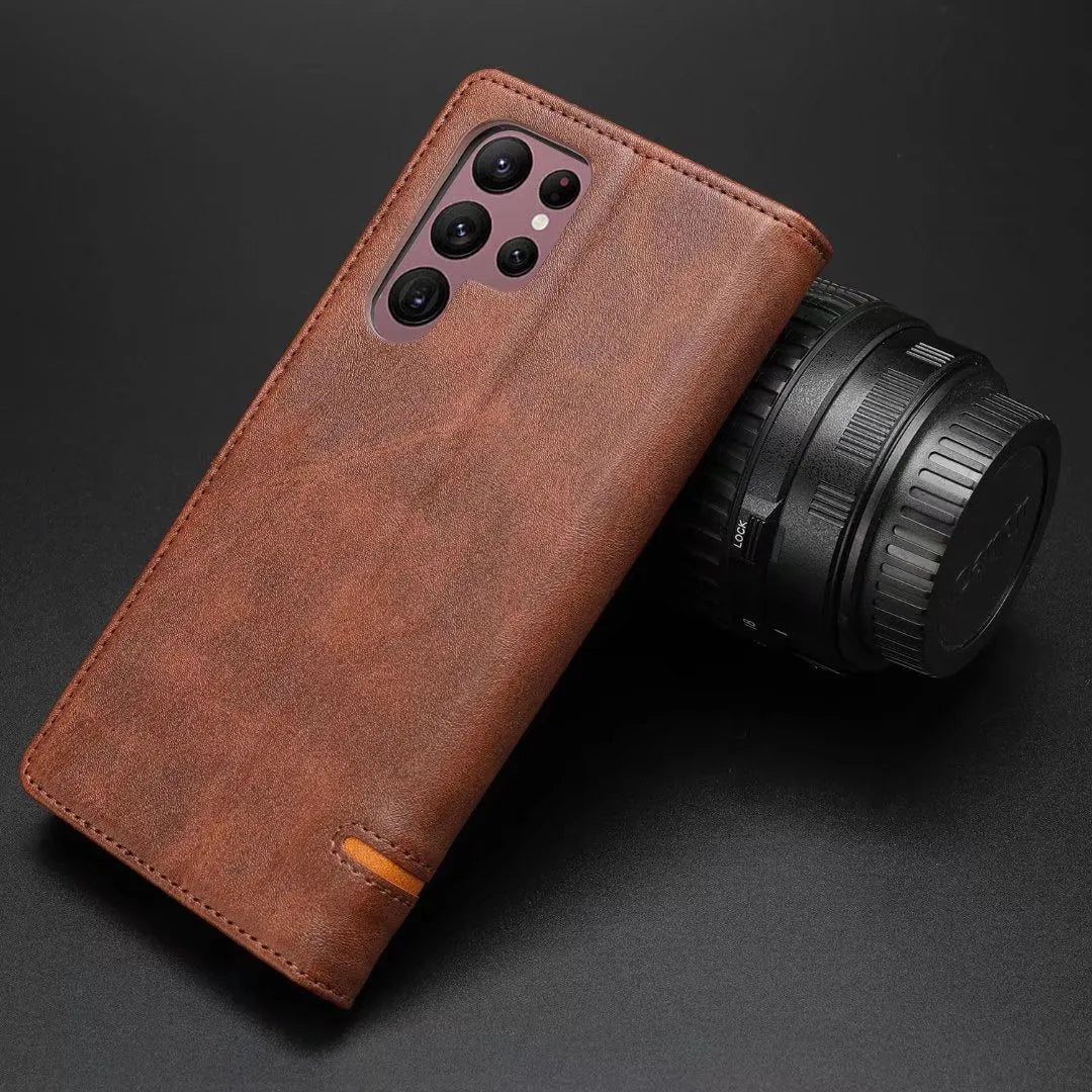 Business pure colour flip phone case with card slot holder, polyurethane leather, available for Samsung and Apple models