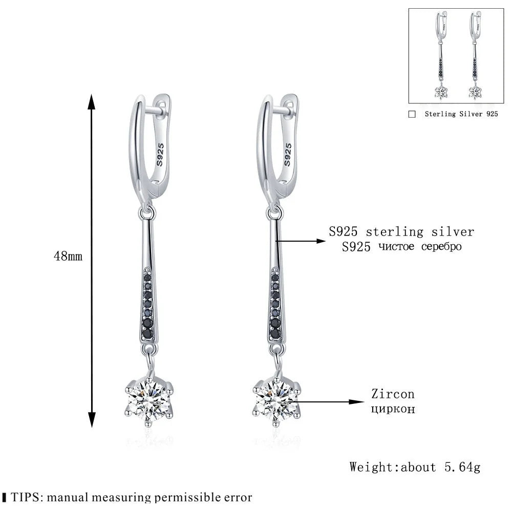 Copper Creative Three-dimensional Long Thin Earrings in Black