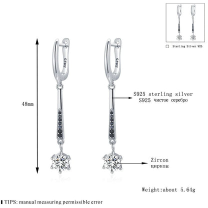 Copper Creative Three-dimensional Long Thin Earrings in Black