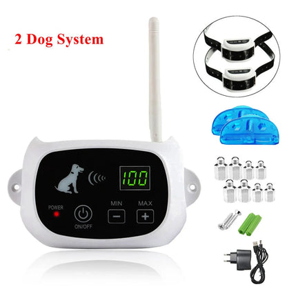 Wireless Electronic Pet Fence System with adjustable boundary and waterproof collar