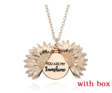 Sunflower Double Lettering Necklace in ancient gold, silver, and rose gold with adjustable chain