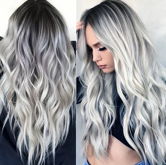 70cm long curly black gradient wig with high temperature wire hairline, fits any face shape and skin tone