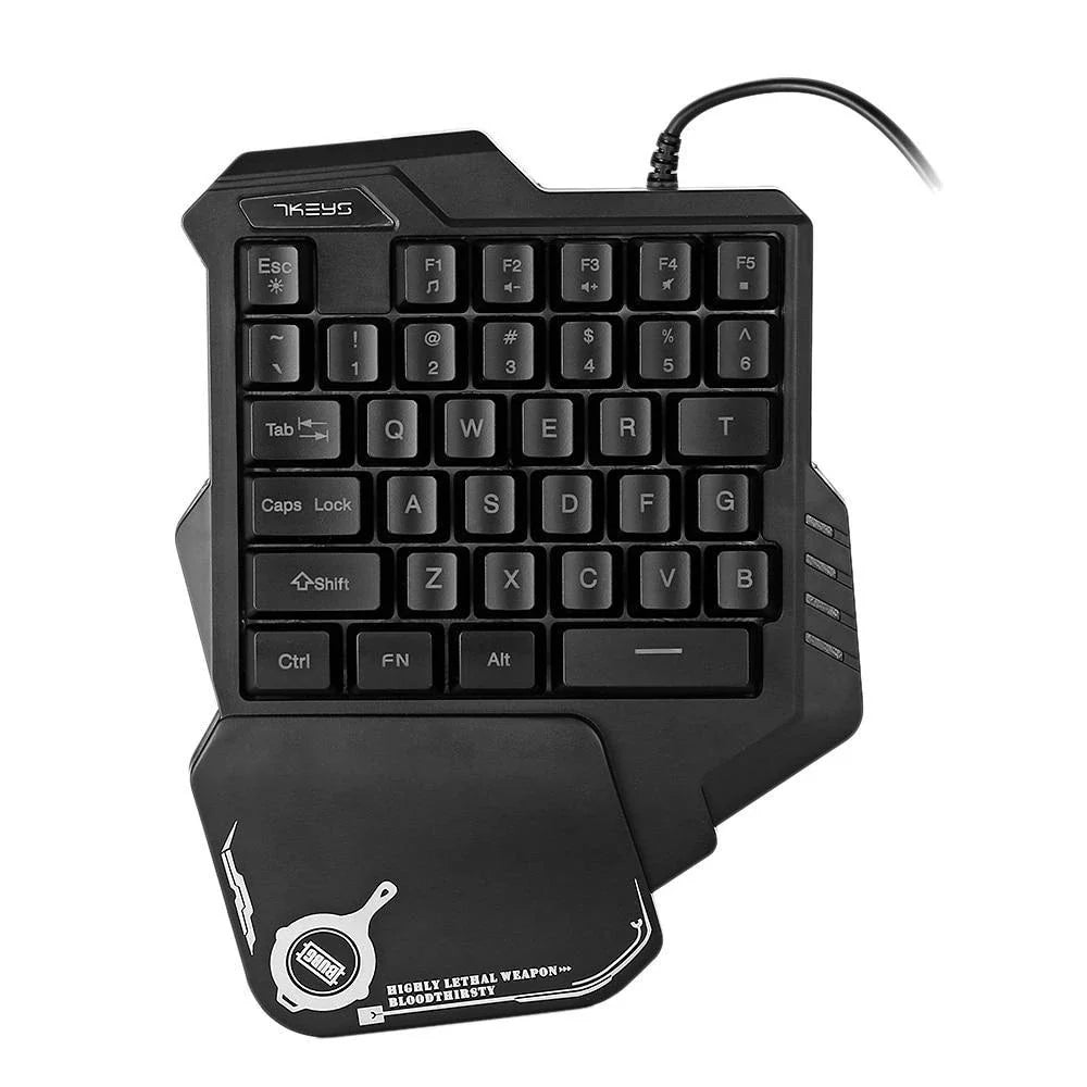 One-handed mechanical gaming keyboard with RGB backlighting and ergonomic design