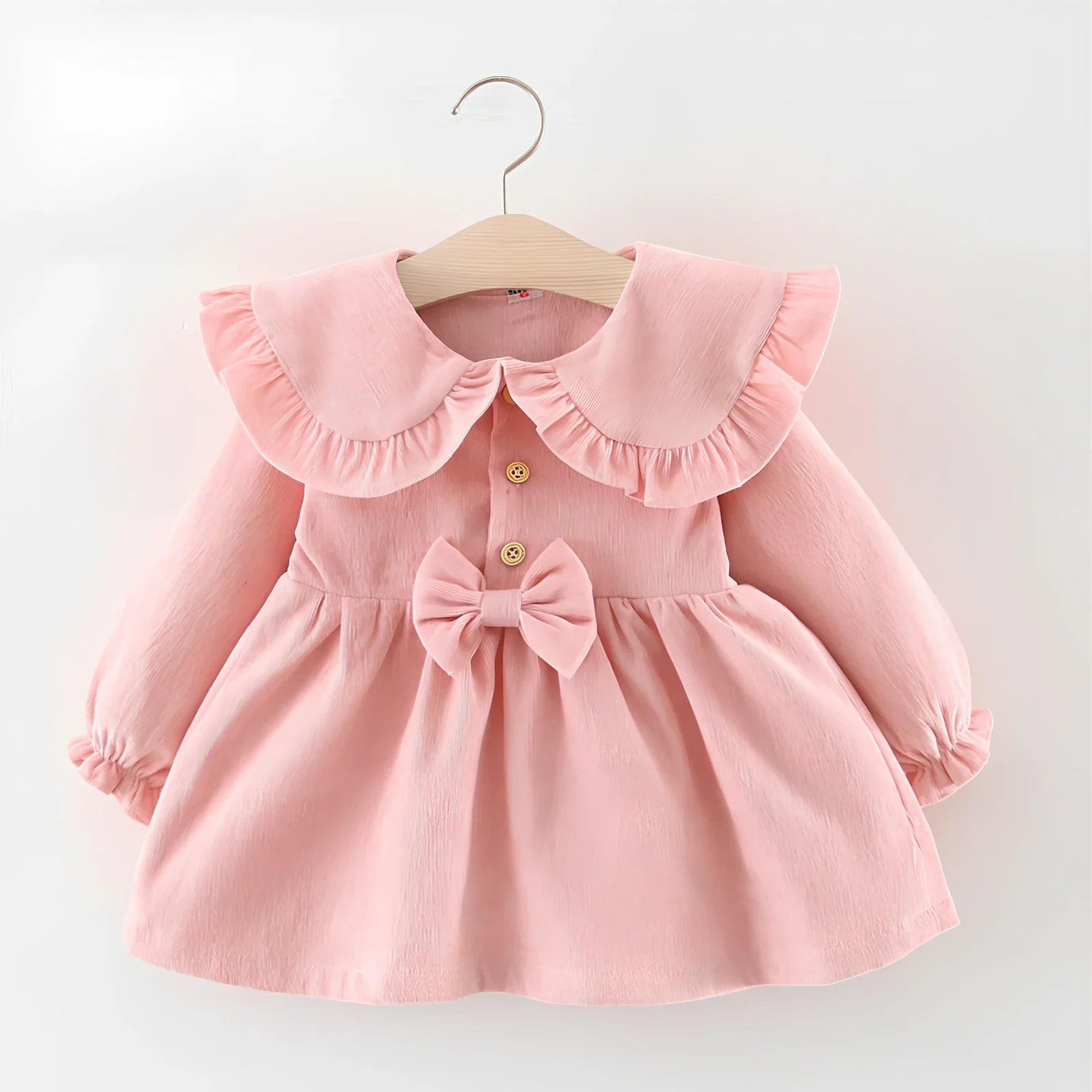 Baby girl cotton corduroy dress with bow detail in multiple colour options