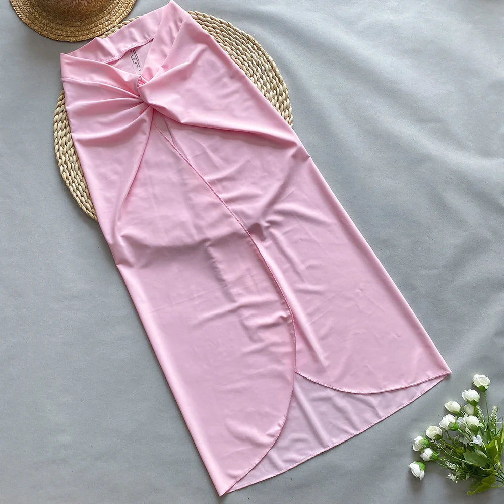 Women's one-piece swimsuit with matching skirt in high elasticity fabric for swimming and fitness