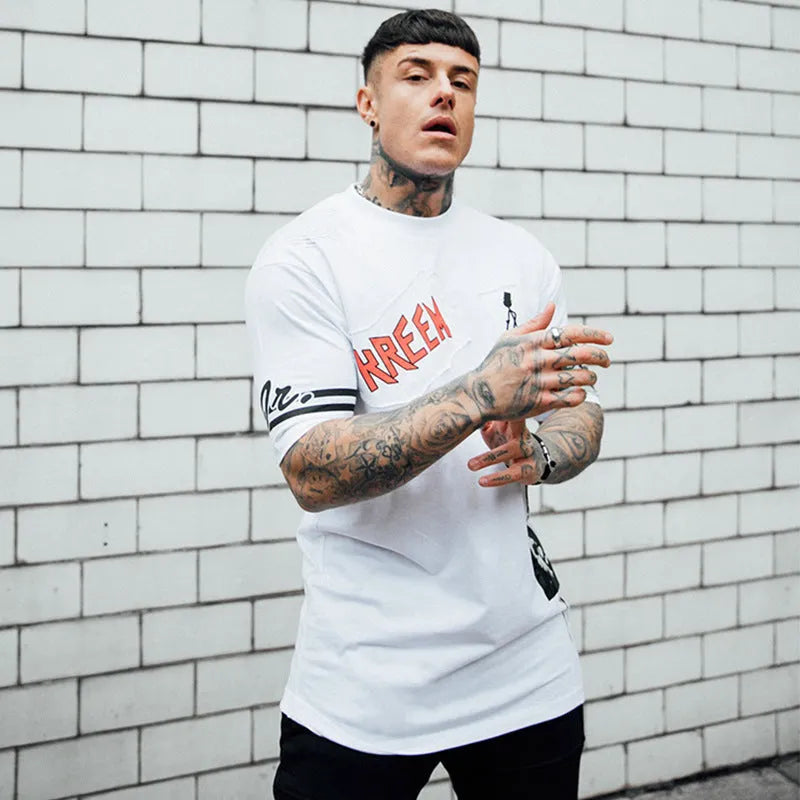 Men's loose fit cotton short sleeve t-shirt in black and white options