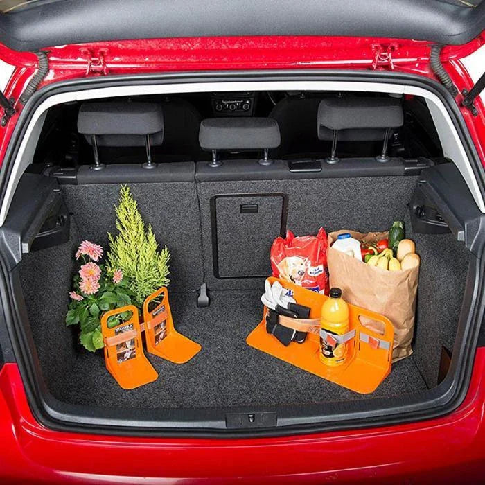 Multifunctional car trunk organizer with shake-proof design in grey and orange