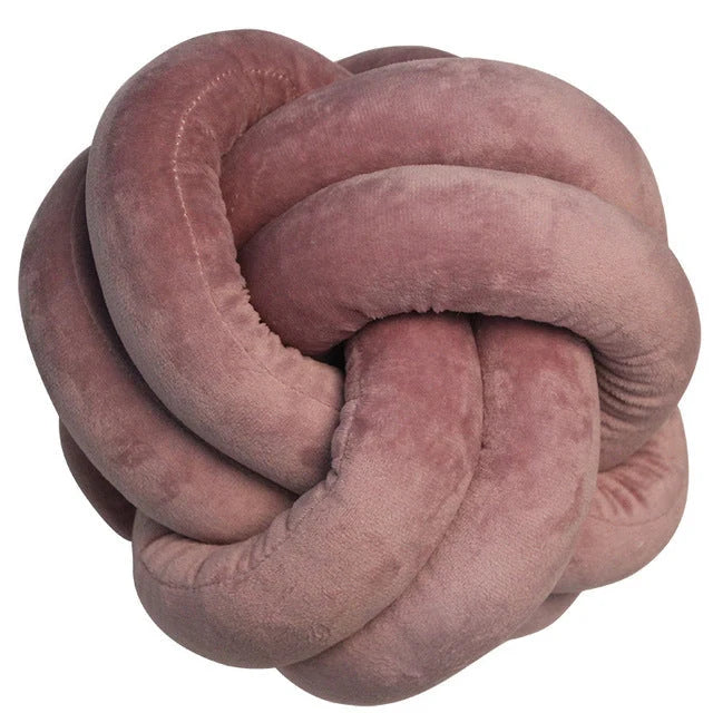 Knotted Plush Ball Design Round Throw Pillow in assorted colours and sizes