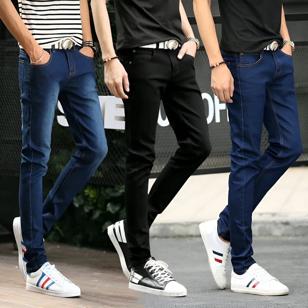 Stretch cotton men's jeans in blue regular fit from S to 6XL