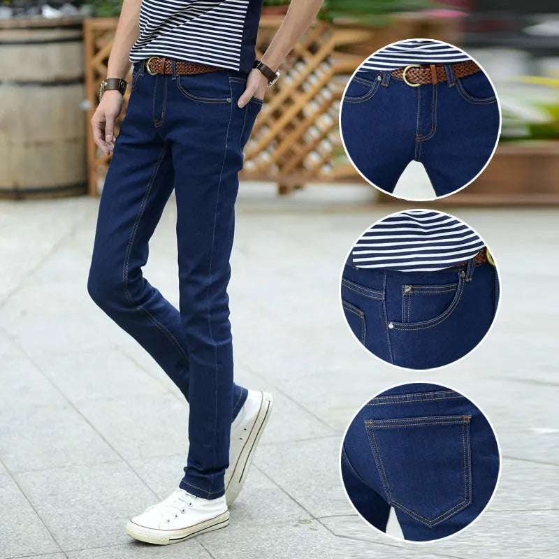 Stretch cotton men's jeans in blue regular fit from S to 6XL