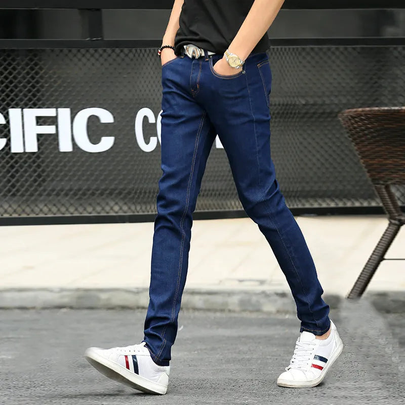 Stretch cotton men's jeans in blue regular fit from S to 6XL