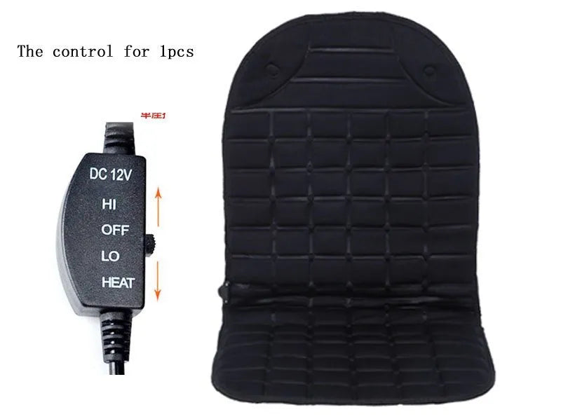 12V car heated seat cushion in black, size 55x46x48cm, with power line and fuse