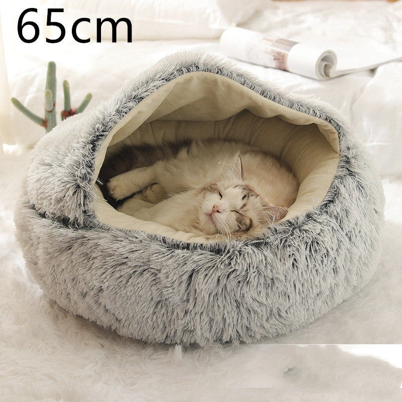 Warm plush pet bed for cats and dogs in various colours and sizes