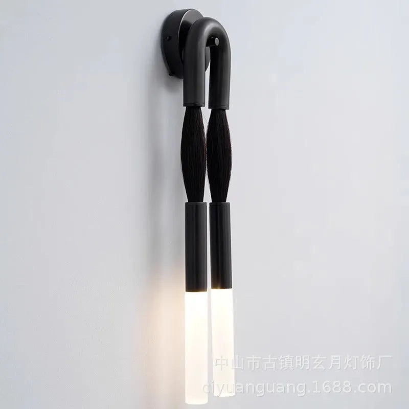 Horse hair wall chandelier with iron lamp body in black finish for modern indoor lighting