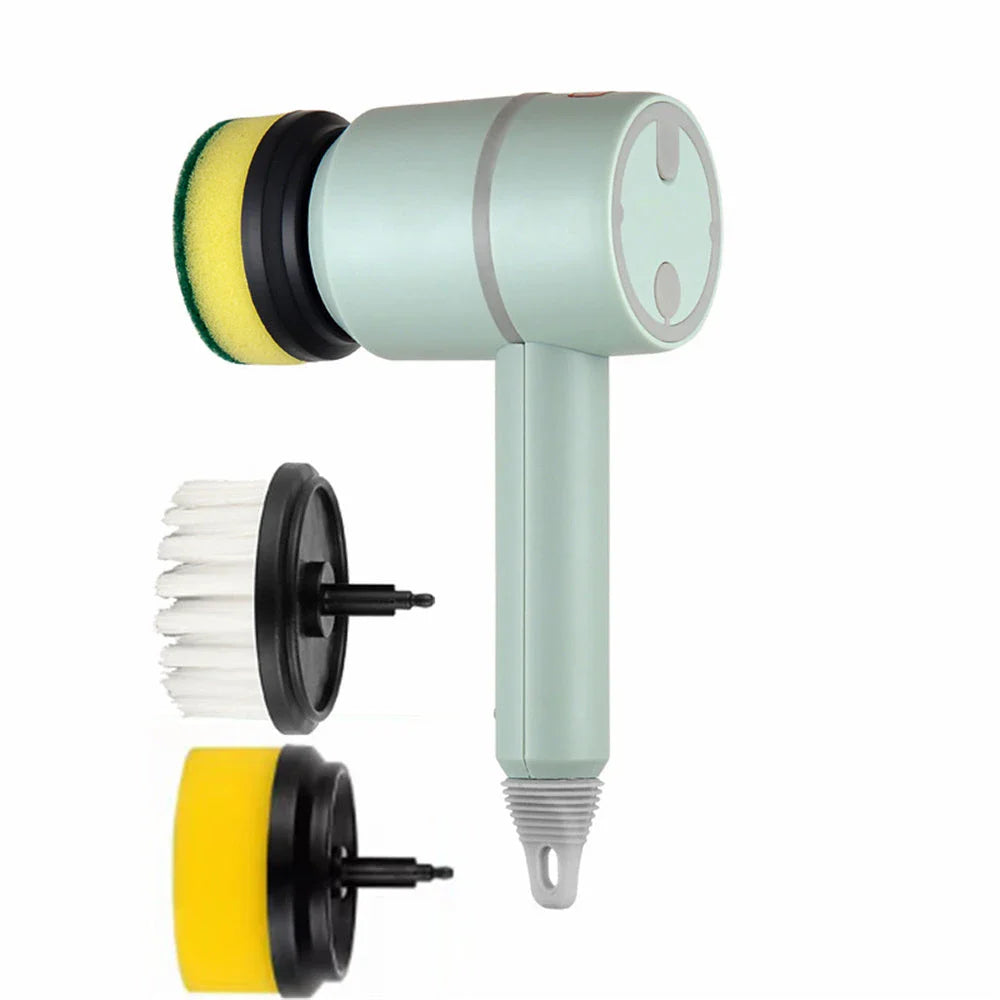 USB rechargeable electric cleaning brush for kitchen and bathroom with multiple brush heads