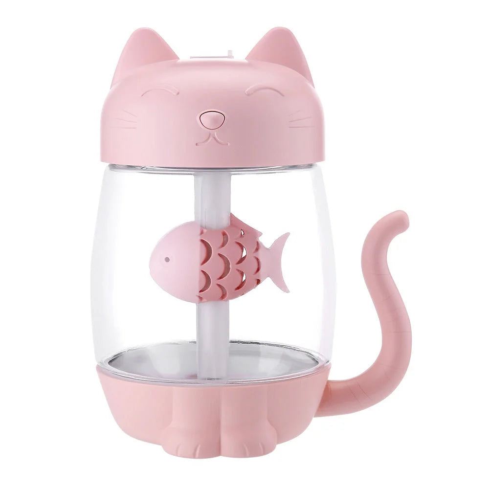 Cat-shaped USB desktop humidifier in four colours: girl powder, dream purple, princess white, sky blue