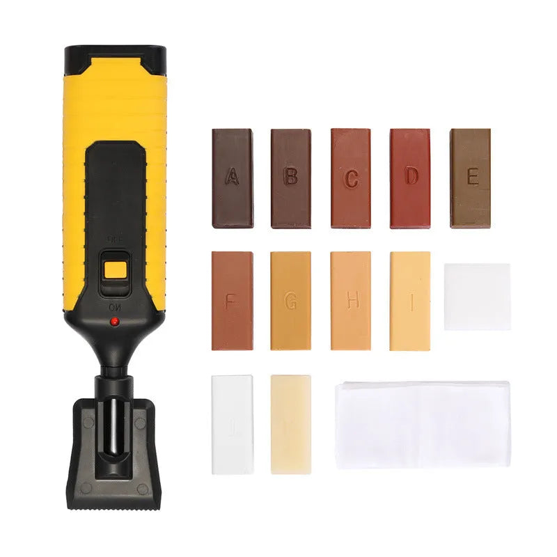 Floor repair tool with wax sticks for DIY tile scratch repair and furniture damage concealment