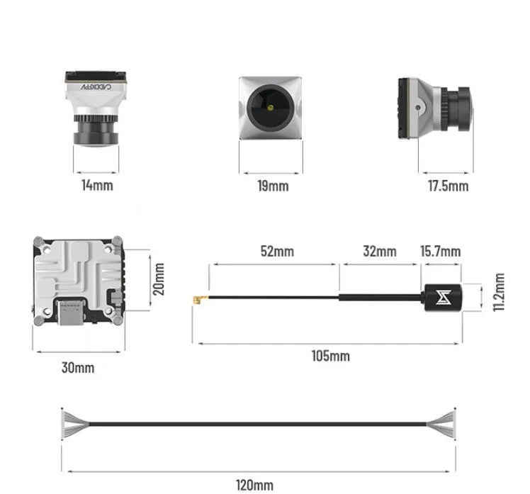 Caddx ADAPTS DJI FPV digital image transmission machine kit in silver with Polar Vista module and mounting hardware.
