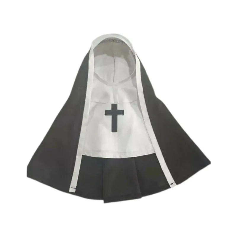 Black and white nun costume for small medium dog with polyester cloak and pullover design