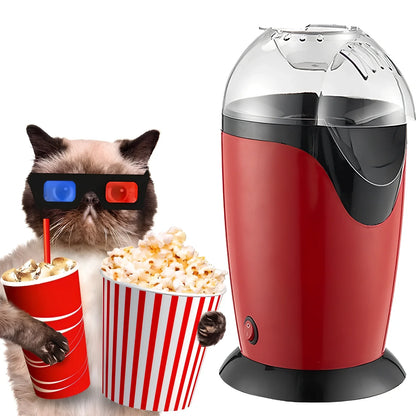 White hot air popcorn maker with measuring cup and removable chute