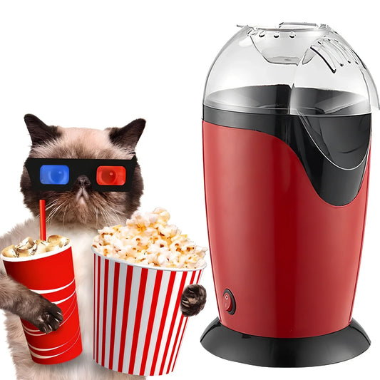 White hot air popcorn maker with measuring cup and removable chute
