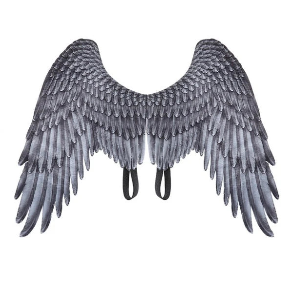 Kids' 3D angel wings in white and black for Halloween and cosplay