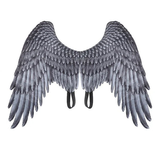 Kids' 3D angel wings in white and black for Halloween and cosplay