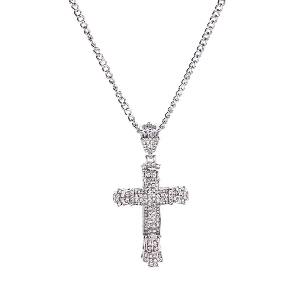 Men's stylish alloy cross necklace with durable chain