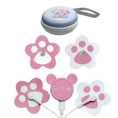 Compact menstrual pain relief device measuring 50x48x20mm with TENS technology