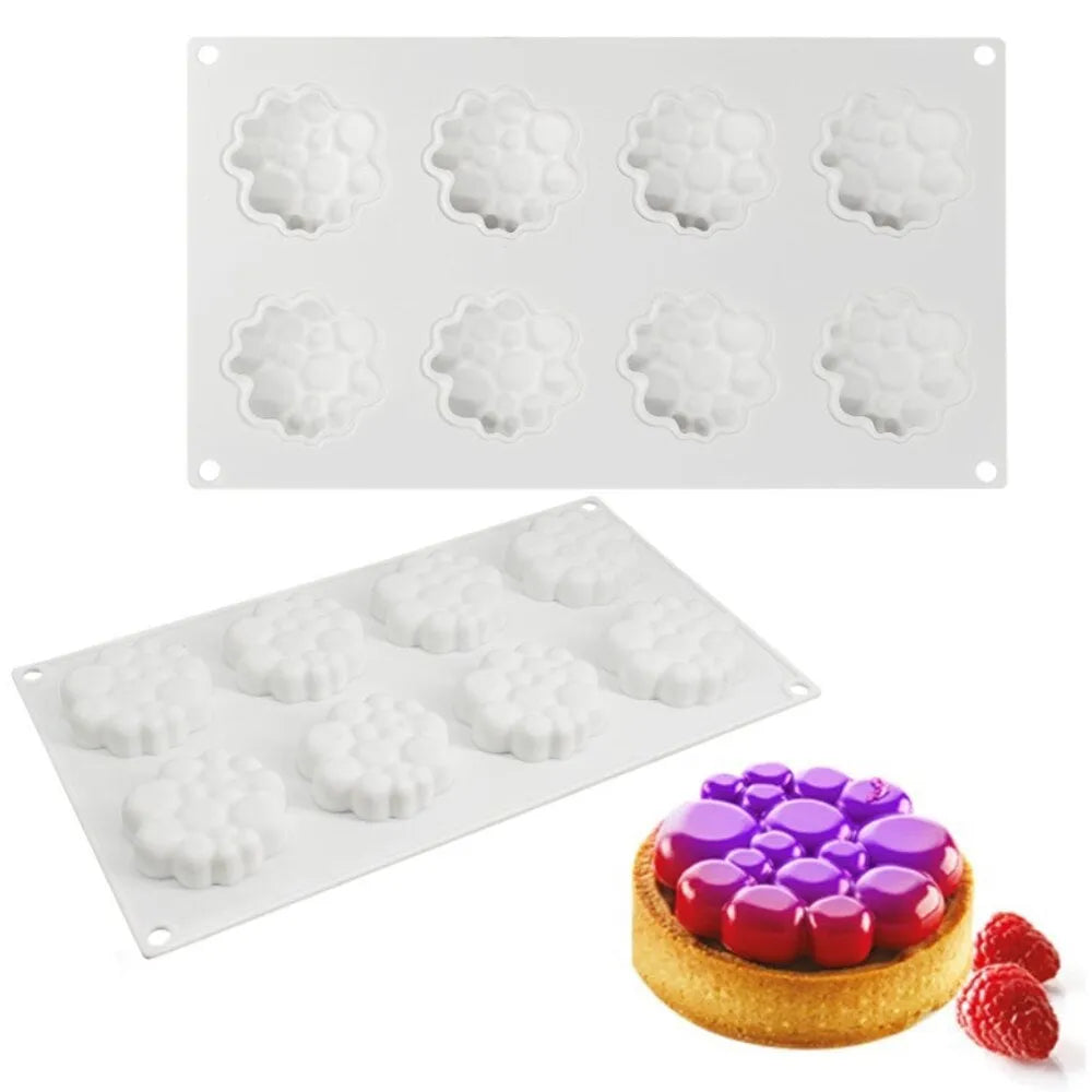 Round silicone cake mould with bubble tower pattern for baking and desserts