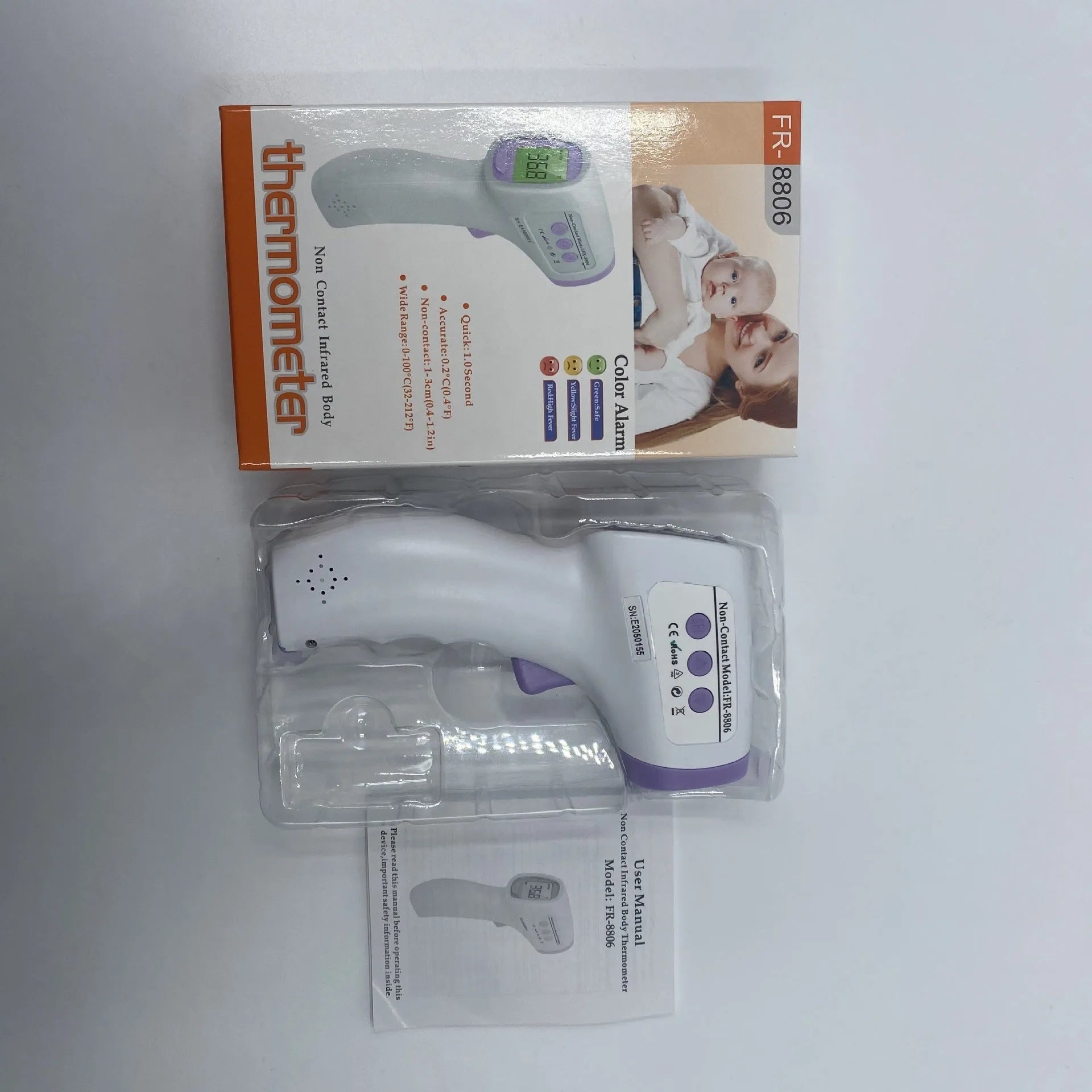 White digital non-contact thermometer for infrared temperature measurement