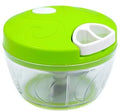 Green manual kitchen chopper and meat grinder with three stainless steel blades and 500ml capacity