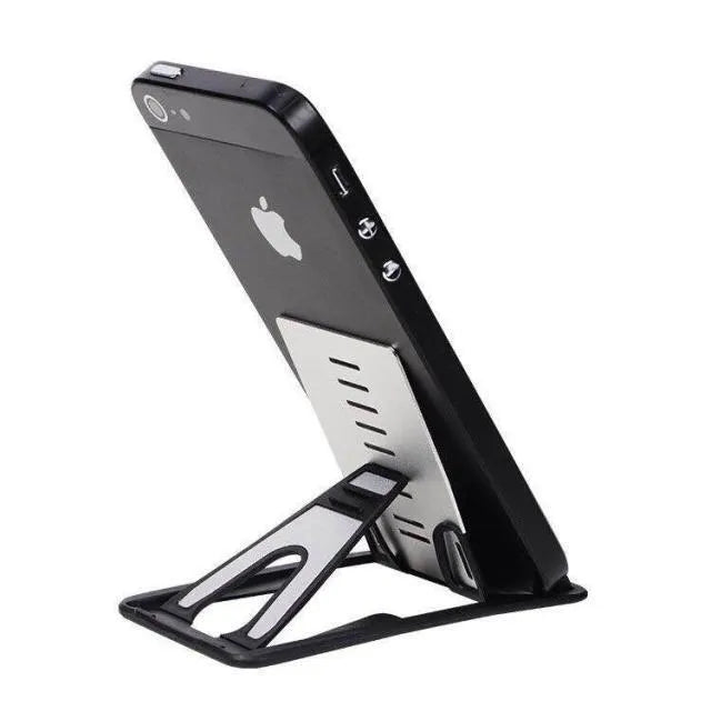 Black card phone holder with lazy bracket design for desktop phone viewing and card storage