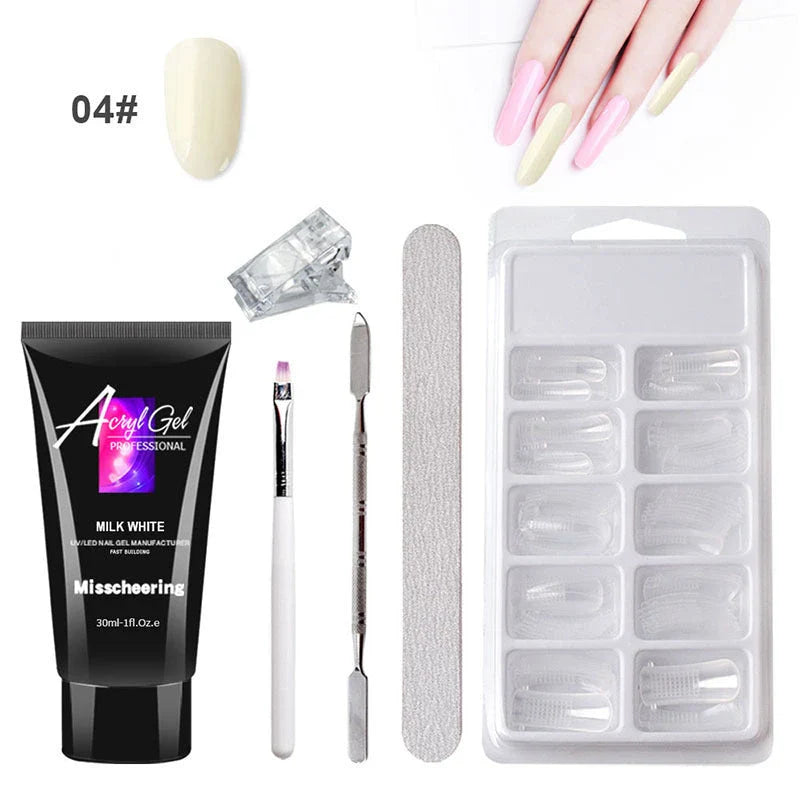 Painless Extension Gel Nail Art Set with UV/LED lamp and leather case