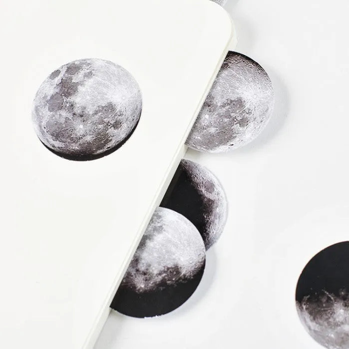 45 black moon phases and calendar planet stickers on self-adhesive paper for hand account decoration