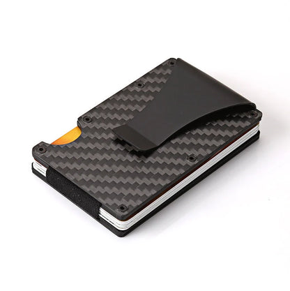 Sleek aluminum alloy bank card holder with geometric design, holds up to 12 cards