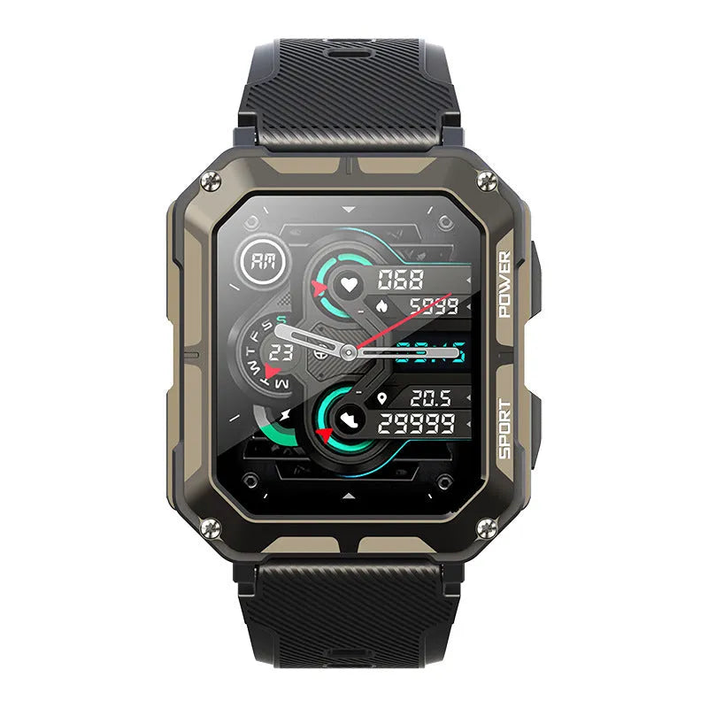Military green heart rate Bluetooth smart bracelet with TFT screen and touch button on display