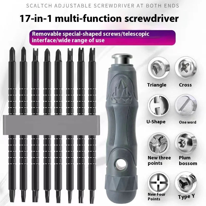 17-in-one magnetic screwdriver set with chrome vanadium steel bits
