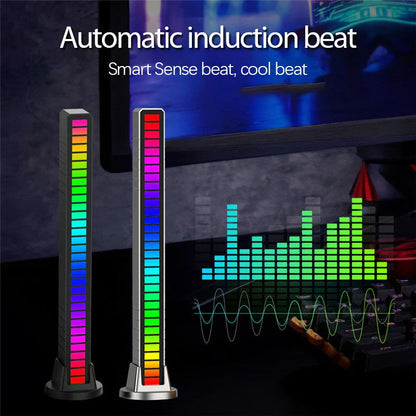 Rhythm-sensing RGB LED strip light with automatic music synchronization and adjustable brightness levels