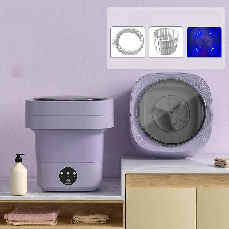 Compact and portable washing machine for small spaces, with hands-on scrubbing and semi-automatic timer function