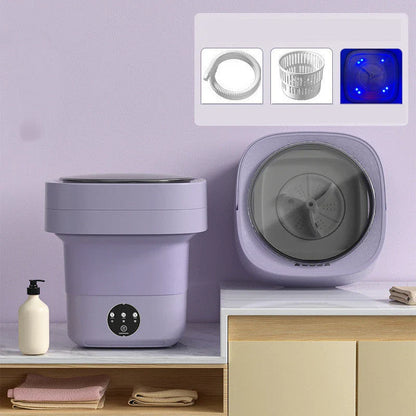 Compact and portable washing machine for small spaces, with hands-on scrubbing and semi-automatic timer function