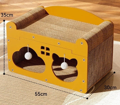 Durable sisal cat scratch board with integrated nest, perfect for protecting furniture and providing comfort for your cat