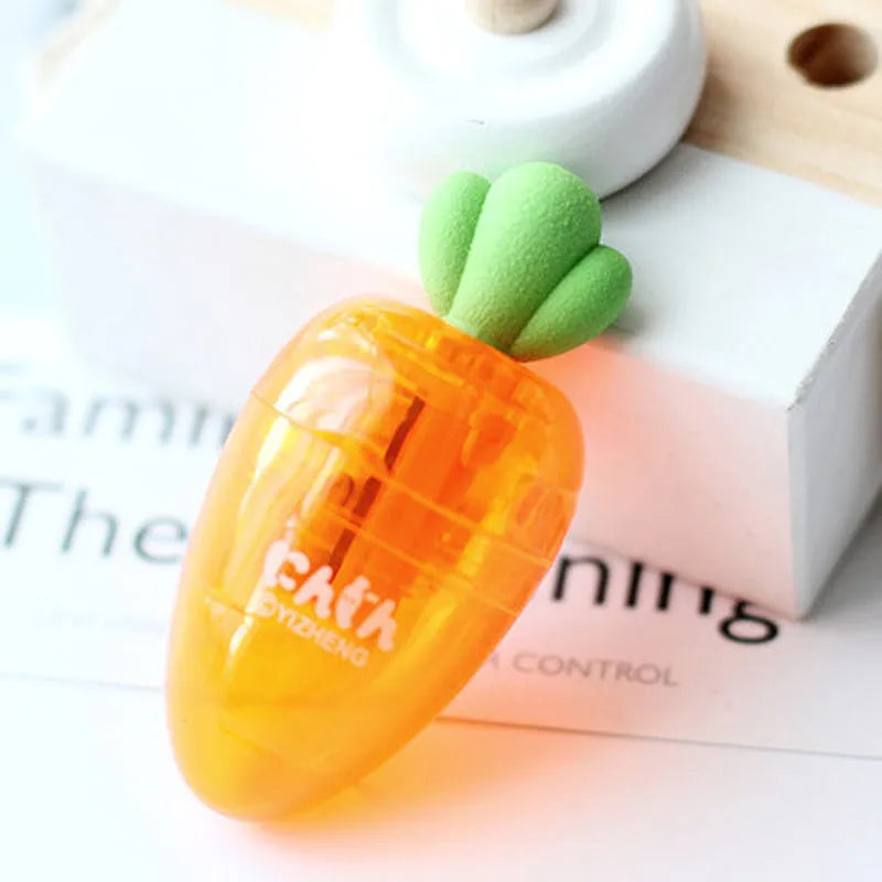 Carrot pencil sharpener with plastic construction measuring 7cm long