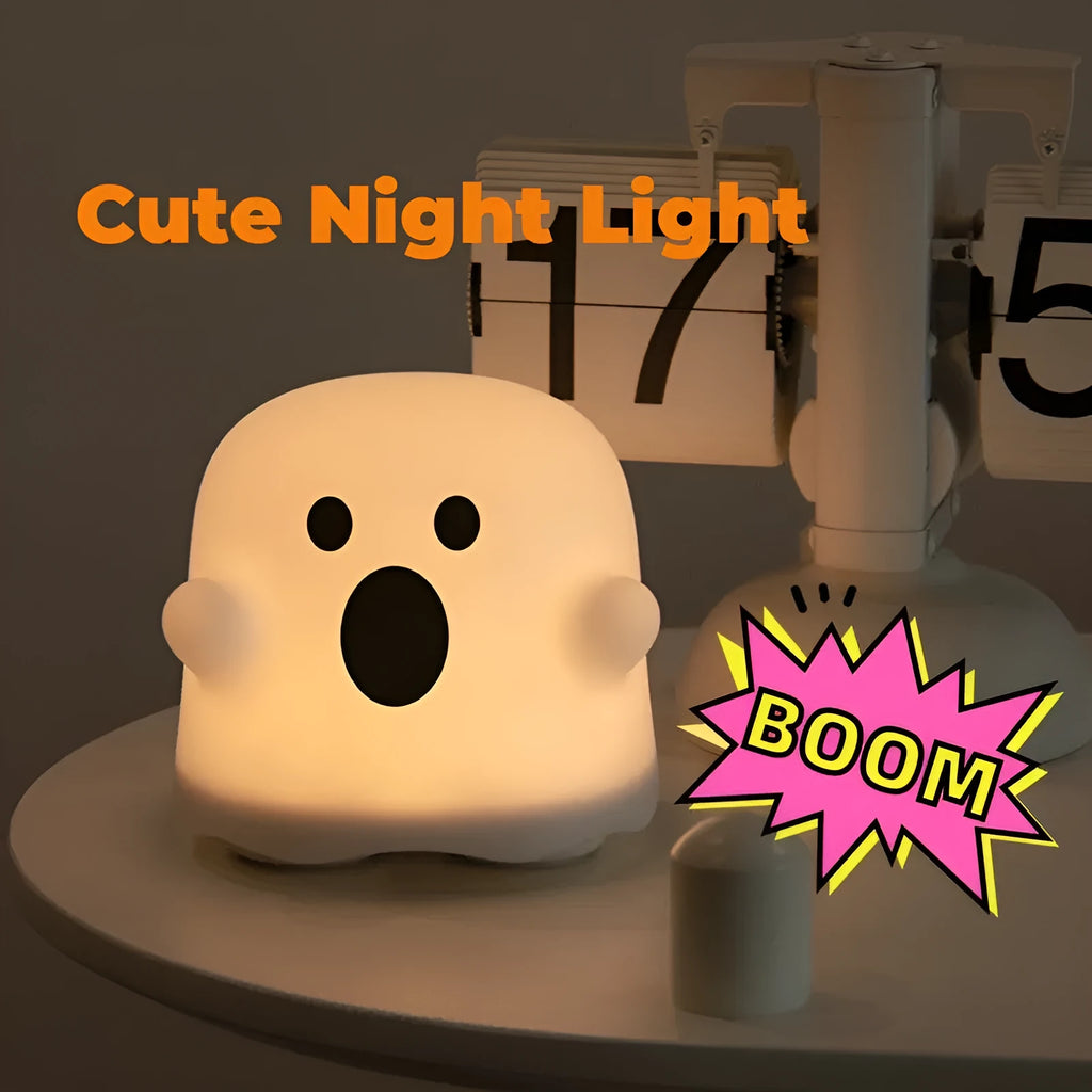 Silicone touch sensor night light showing soft glow illumination and compact design