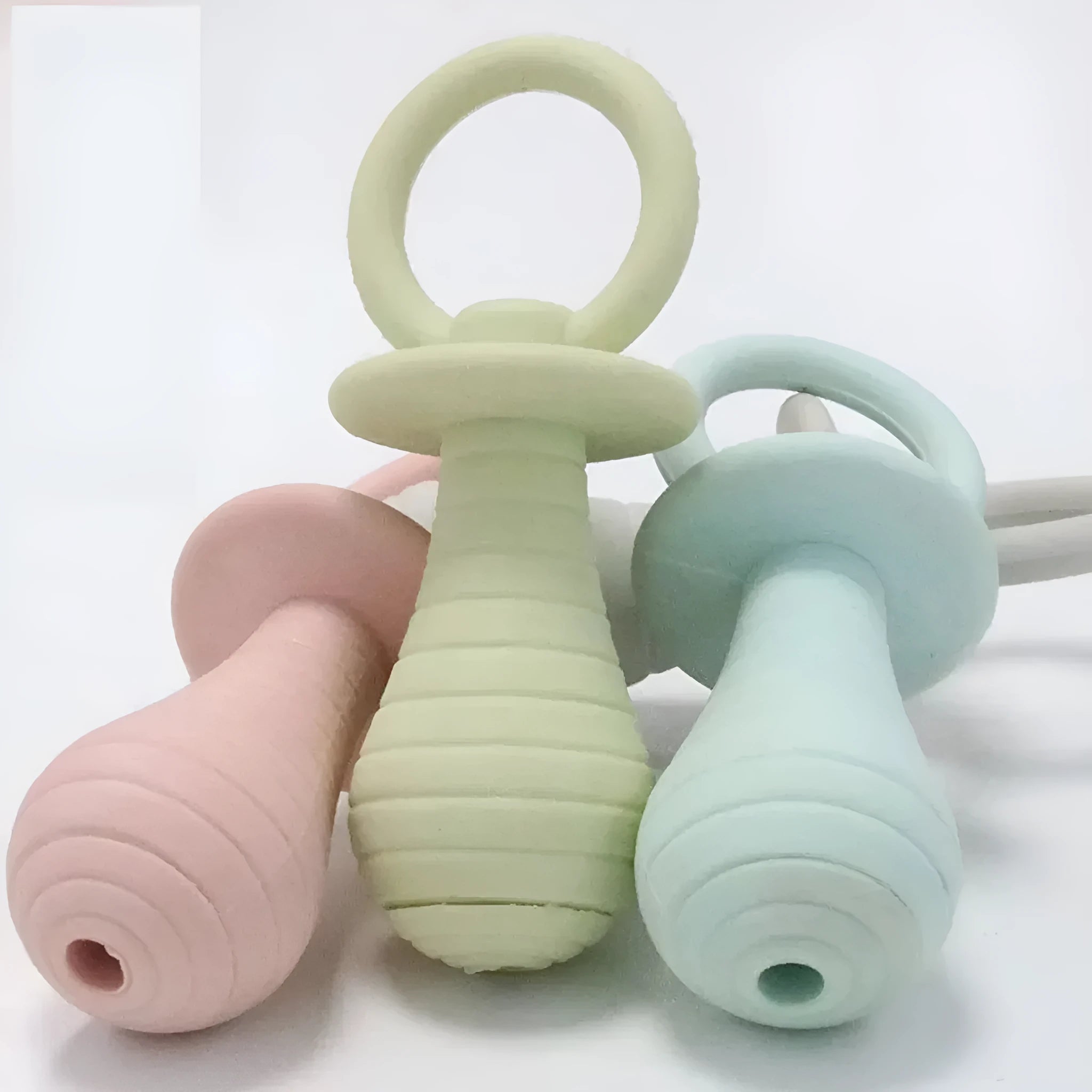 TPR pet pacifier chew toy with squeaker for newborn dogs and cats in blue colour