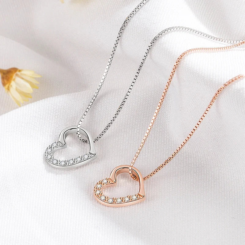 S925 sterling silver love heart pendant necklace in gold colour